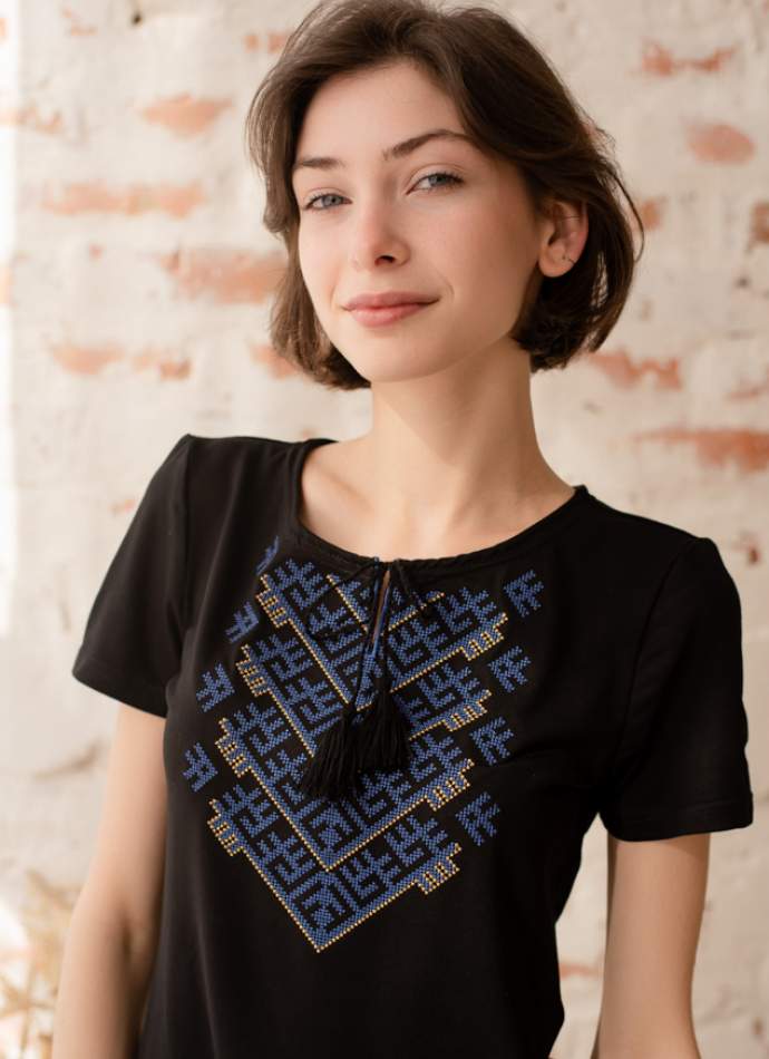 Чорна футболка з вишивкою, арт. 5139к.р.