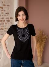 Чорна футболка з вишивкою, арт. 5140к.р.
