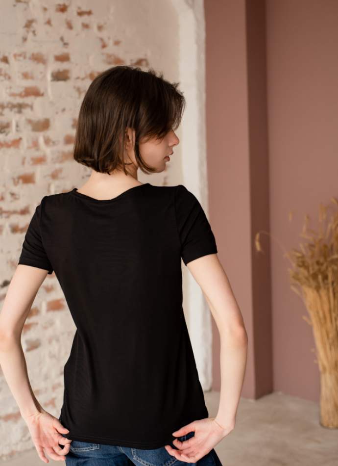 Чорна футболка з вишивкою, арт. 5140к.р.