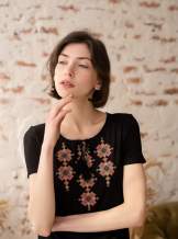 Чорна футболка з вишивкою, арт. 5144к.р.