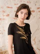 Чорна футболка з вишивкою, арт. 5146к.р.
