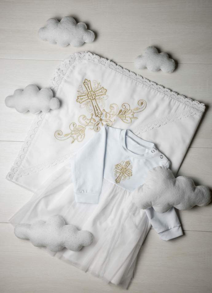 Сукня, трикотаж "Хрест гладь" - золото, арт.7094