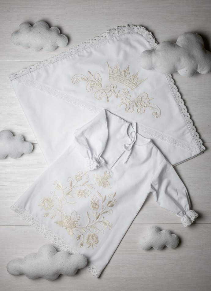 Сукня, "Квіти гладь" - молочна, арт.7077