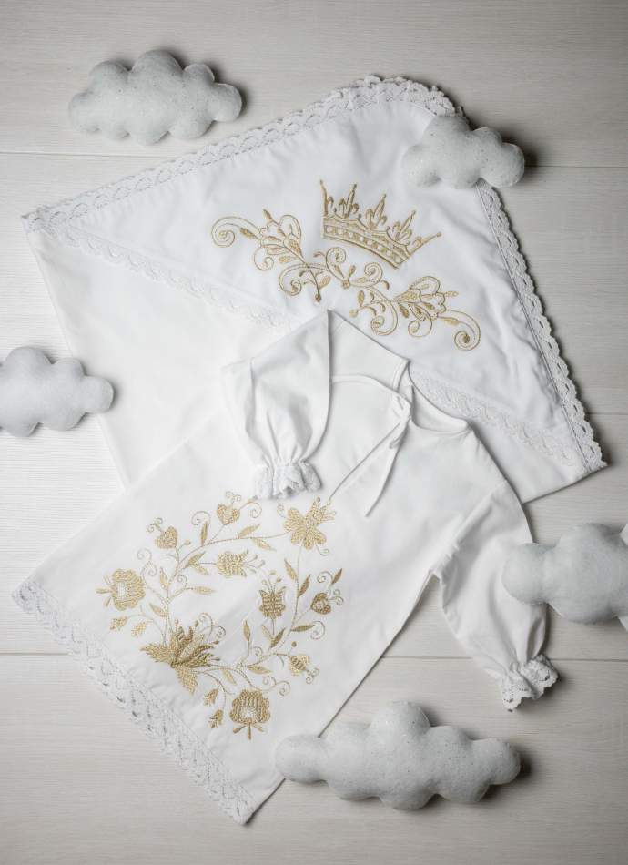 Сукня, "Квіти гладь" - золото, арт.7079