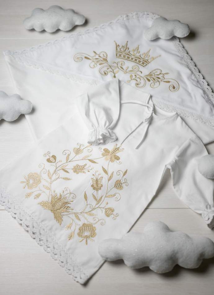 Сукня, "Квіти гладь" - золото, арт.7079