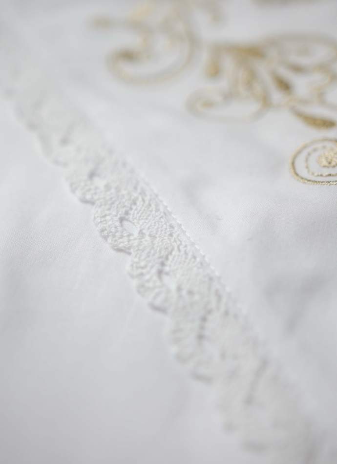 Крижма "Корона гладь" золото, з плюшем, бавовняне мереживо, арт.7055