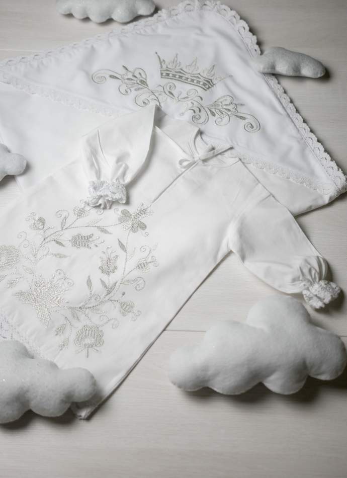 Сукня, "Квіти гладь" - срібло, арт.7081