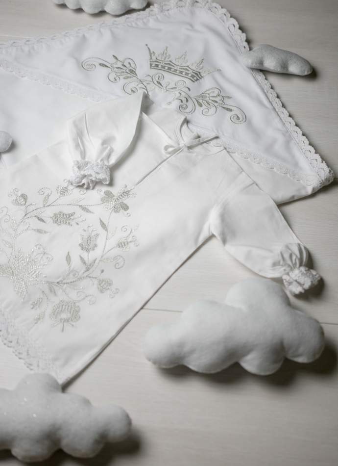 Сукня, "Квіти гладь" - срібло, арт.7081