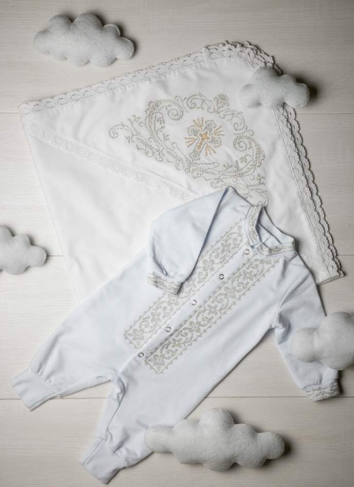 Боді, трикотаж "Орнамент хрестиком" срібло, арт.7082