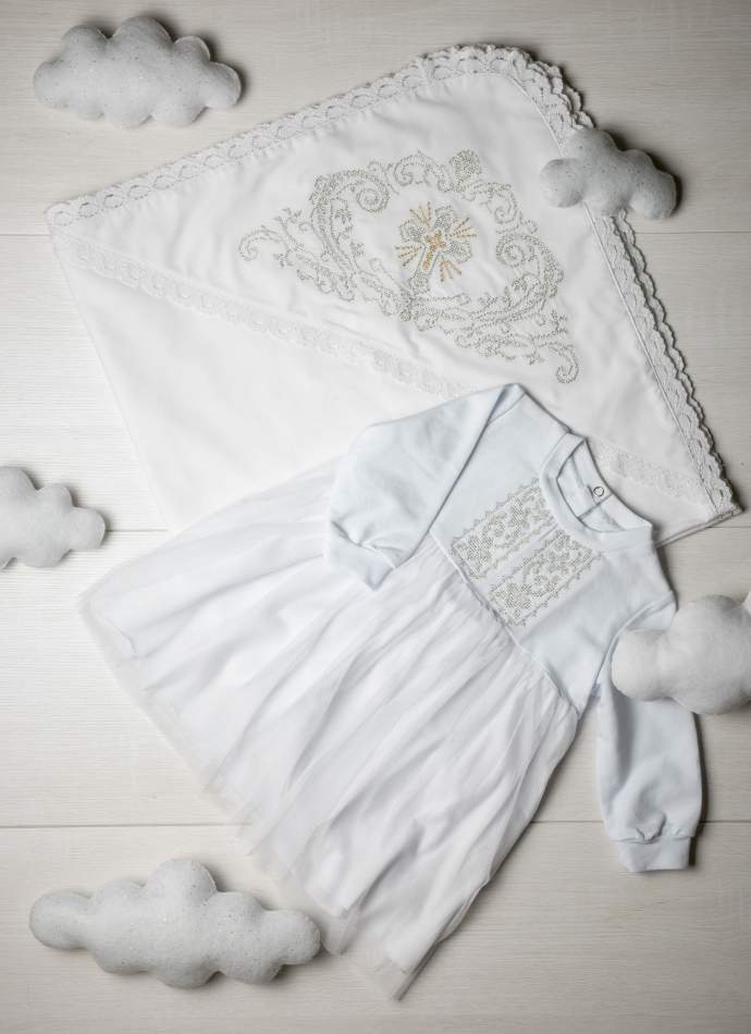 Сукня, трикотаж "Орнамент хрестиком"-срібло, арт.7083