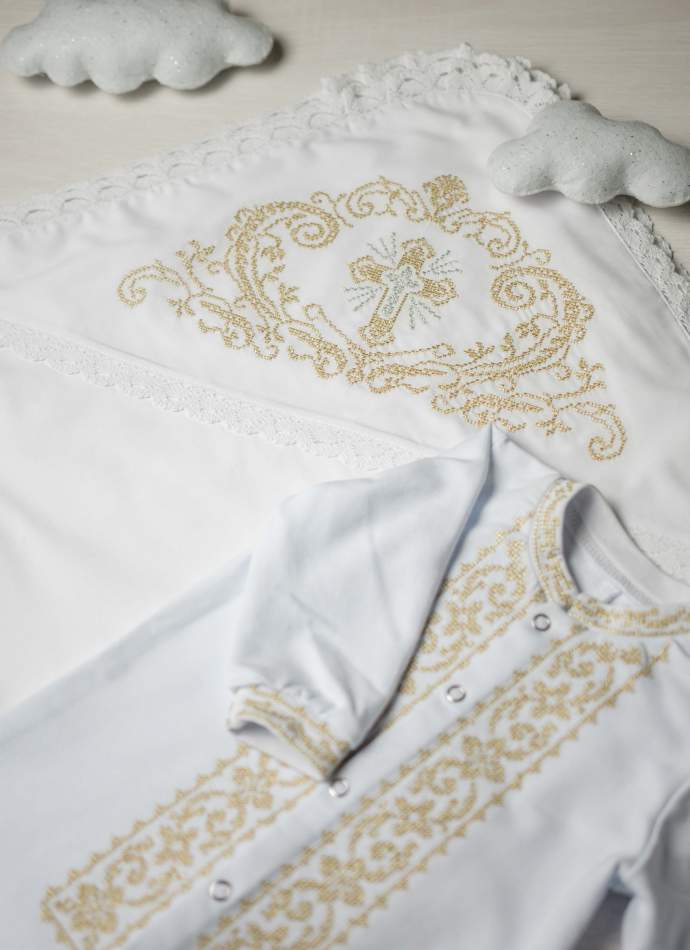 Боді, трикотаж "Орнамент хрестиком" золото, арт.7084