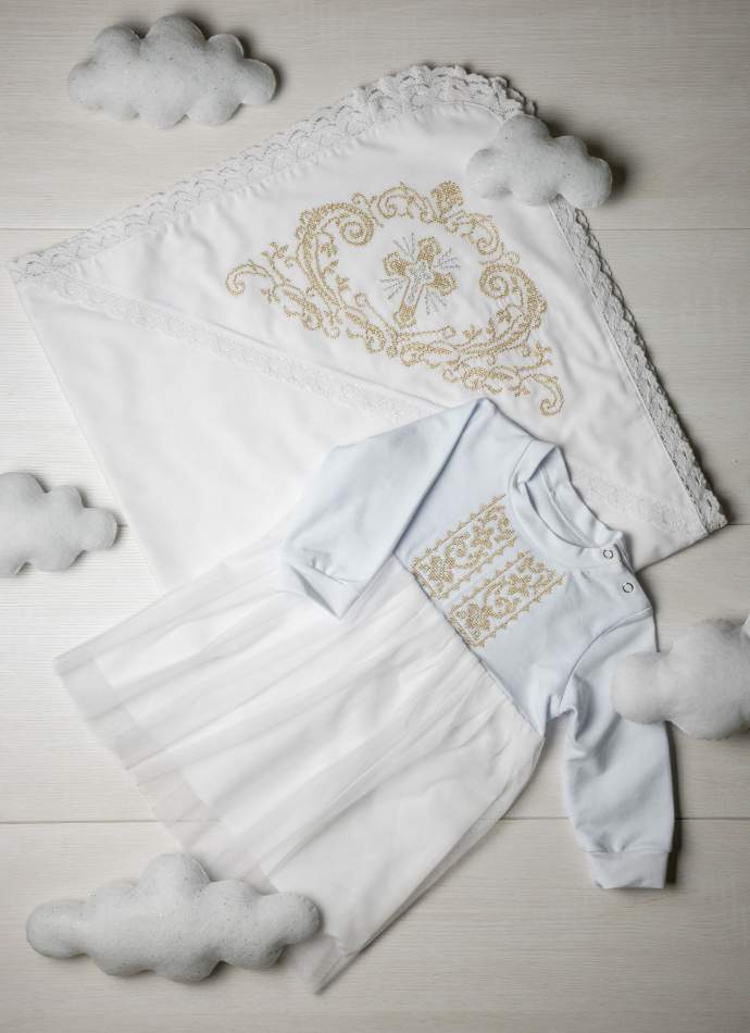 Сукня, трикотаж "Орнамент хрестиком"-золото, арт.7085