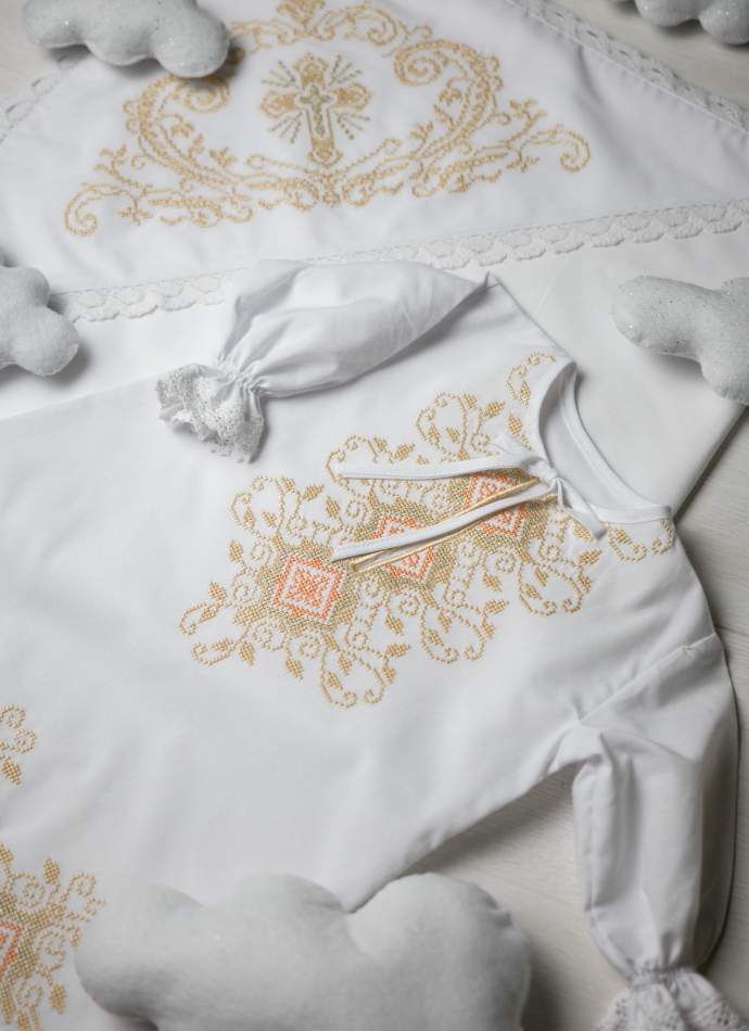 Сукня, "Орнамент хрестиком"-бежевий, арт.7086