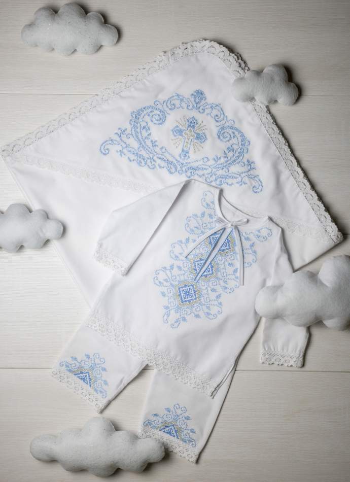 Костюм хл. (сорочка/штанці), хрестиком, блакитний, арт.7087