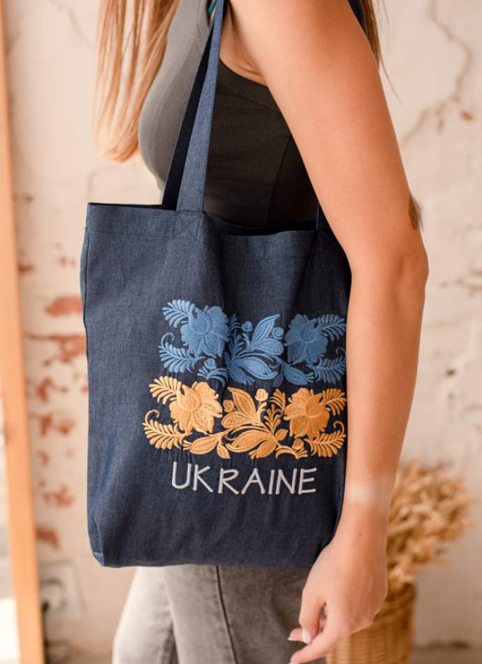 Шопер «Ukraine» (джинсовий з вишивкою),арт 7113