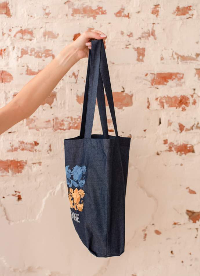 Шопер «Ukraine» (джинсовий з вишивкою),арт 7113