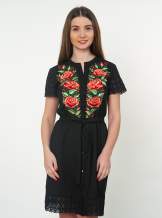 Чорна сукня-сорочка з мереживом (троянди), арт. 4520