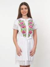 Біла сукня-сорочка з мереживом (троянди), арт. 4521