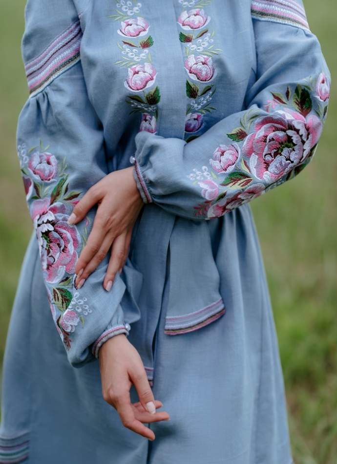 Платье вышиванка (голубое) арт. 4547миди