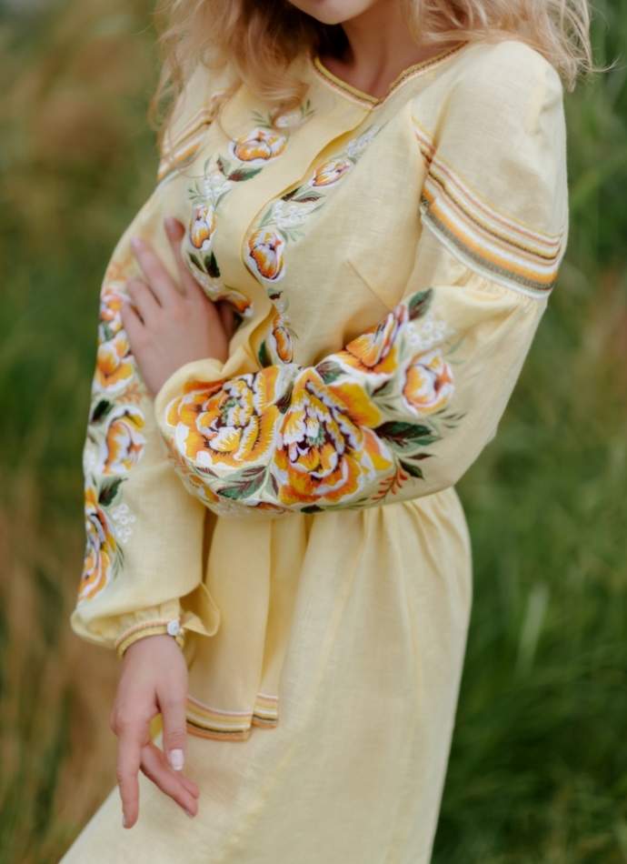 Платье вышиванка в пол (желтое), арт. 4548