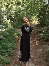 Чорна довга сукня з льону, арт. 4602