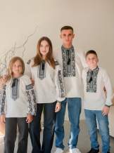 Білі парні льонові вишиванки Борщівська Гармонія, арт 4686+4280