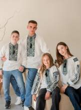 Білі парні льонові вишиванки Борщівська Гармонія, арт 4686+4280
