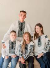 Білі парні льонові вишиванки Борщівська Гармонія, арт 4686+4280