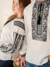 Білі парні льонові вишиванки Борщівська Гармонія, арт 4686+4280