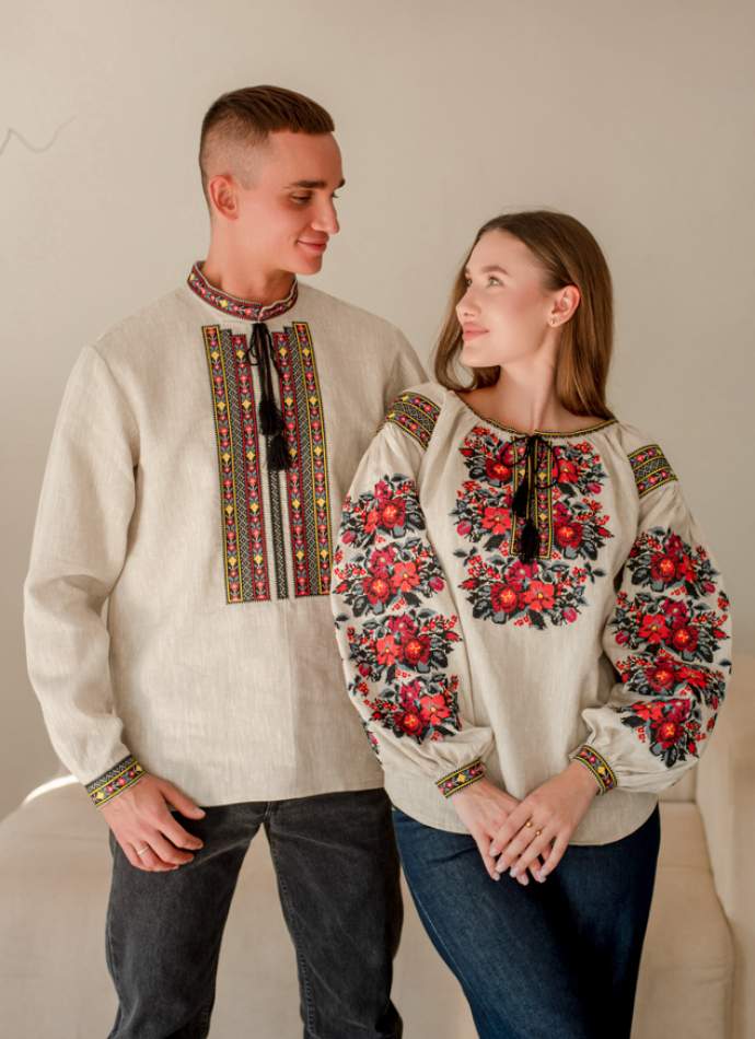 Сімейний комплект вишиванок з натурального льону,арт 4689+4283