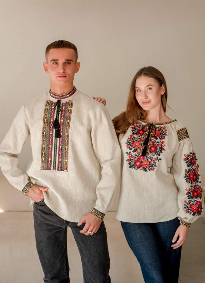 Сімейний комплект вишиванок з натурального льону,арт 4689+4283