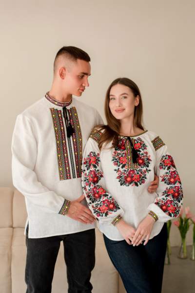 Сімейний комплект вишиванок з льону,арт 4688+4282