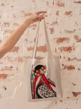Лляний шопер «Українка у віночку» – натуральний невибілений льон, велика вишивка,арт 7109