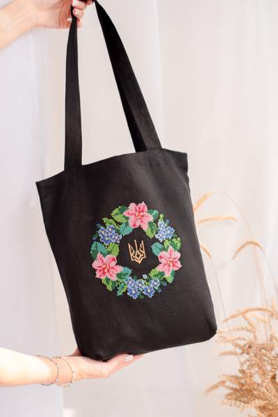 Лляний шопер «Тризуб у віночку» ,арт 7110