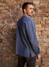 Мужская рубашка вышитая синяя (джинс), арт. 4248джинс