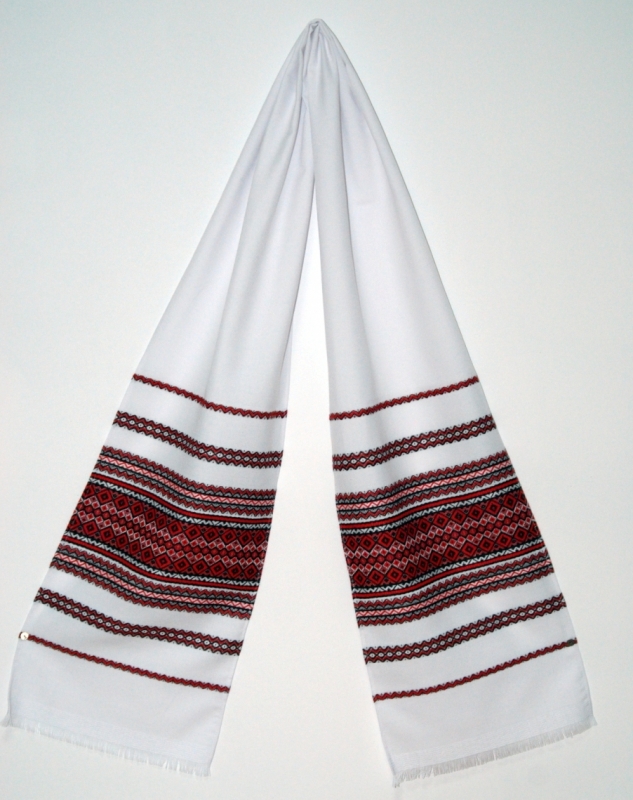 Рушник (полотенце) с тканым орнаментом красного цвета